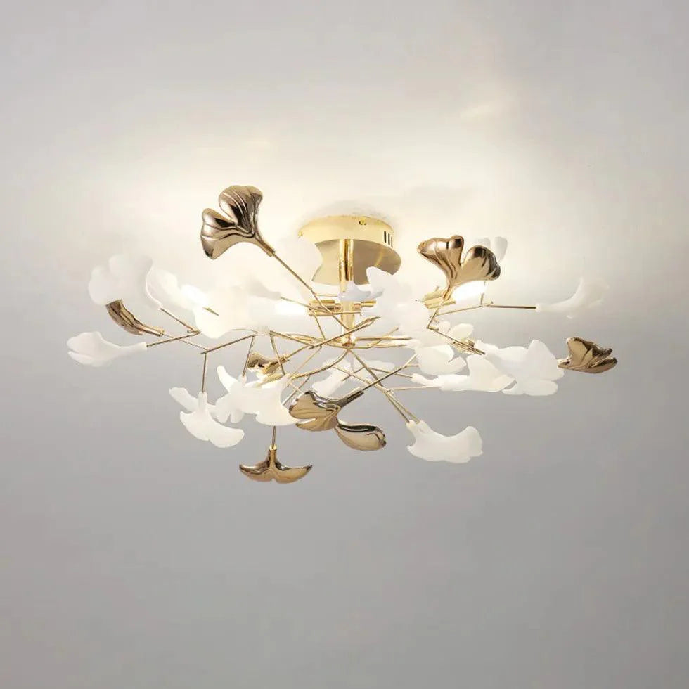 Ginkgo Leaf Gold Modern Flush Ceiling Lights for Home Decor - Rebooters