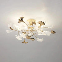 Ginkgo Leaf Gold Modern Flush Ceiling Lights for Living Room - Rebooters