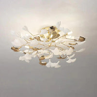 Ginkgo Leaf Gold Modern Flush Ceiling Lights for Living Room - Rebooters
