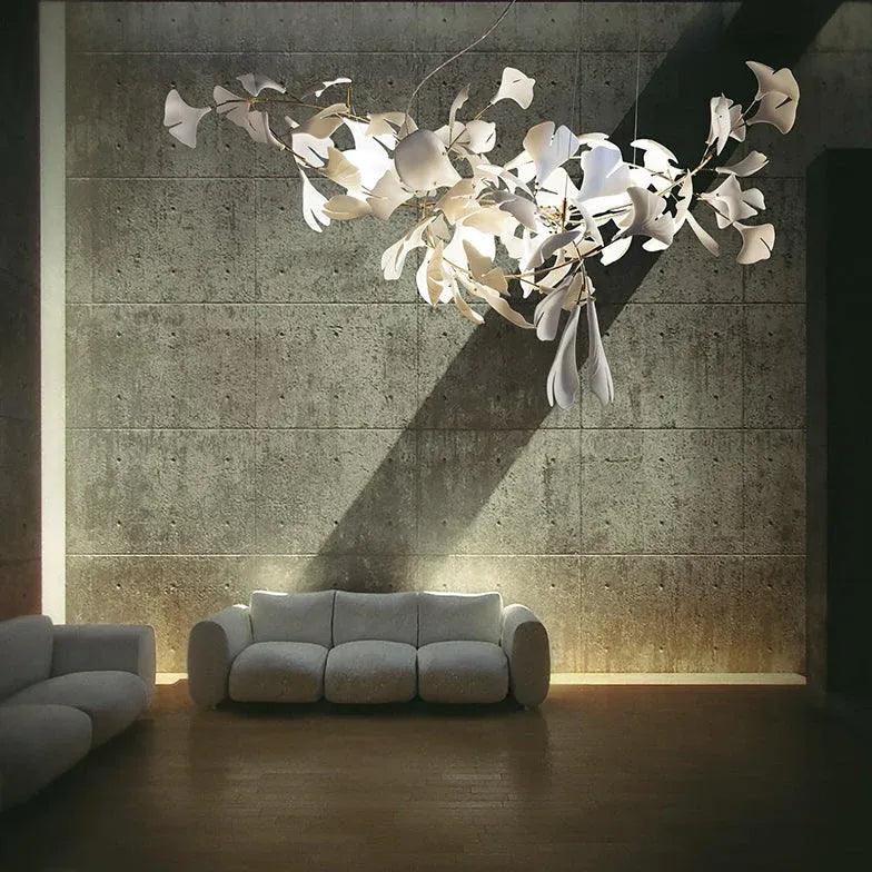 White Leaf-Shaped Modern Pendant Light for Living Room | Rebooters - Rebooters