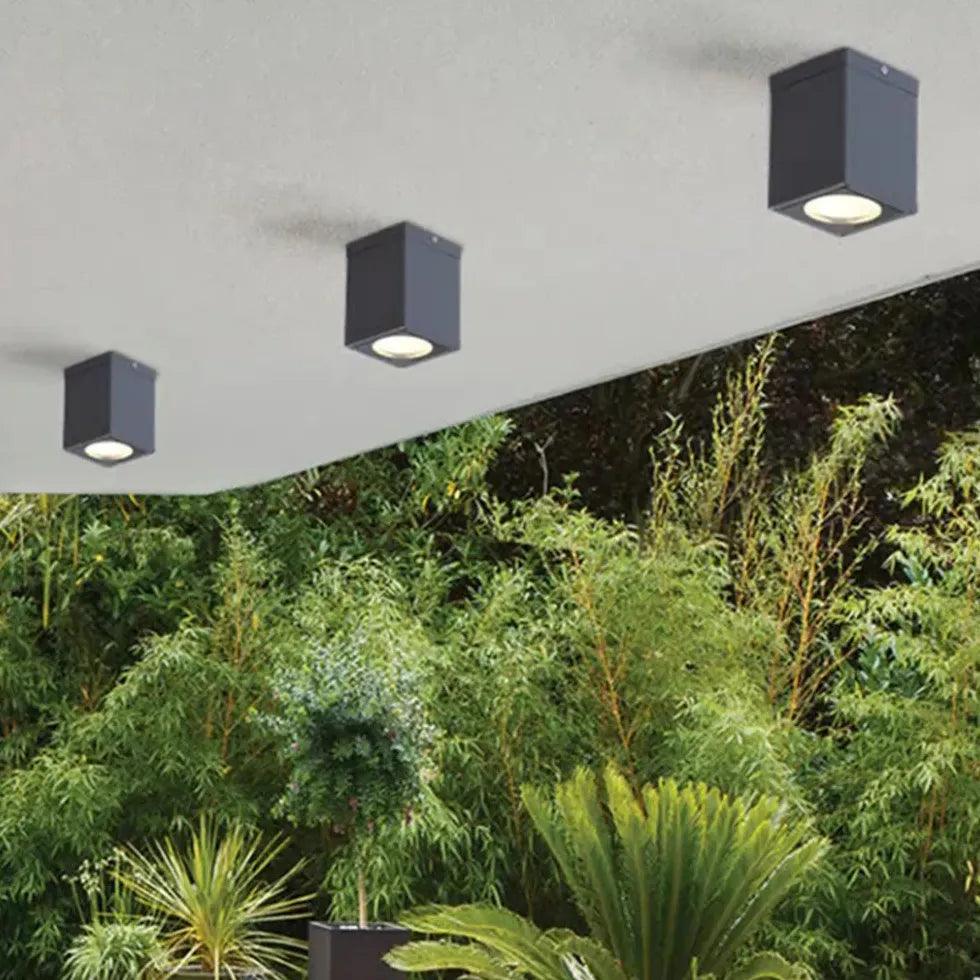 Cubic Linear Array Black Flush Ceiling Lights for Outdoors - Rebooters