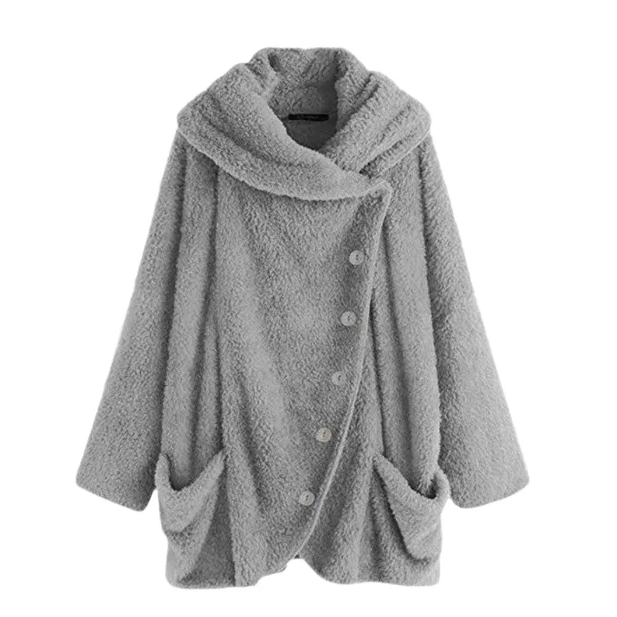 Womens Chic Oversized Wool Coat with Stylish Buttons Now - Rebooters