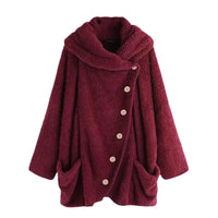 Womens Chic Oversized Wool Coat with Stylish Buttons Now - Rebooters