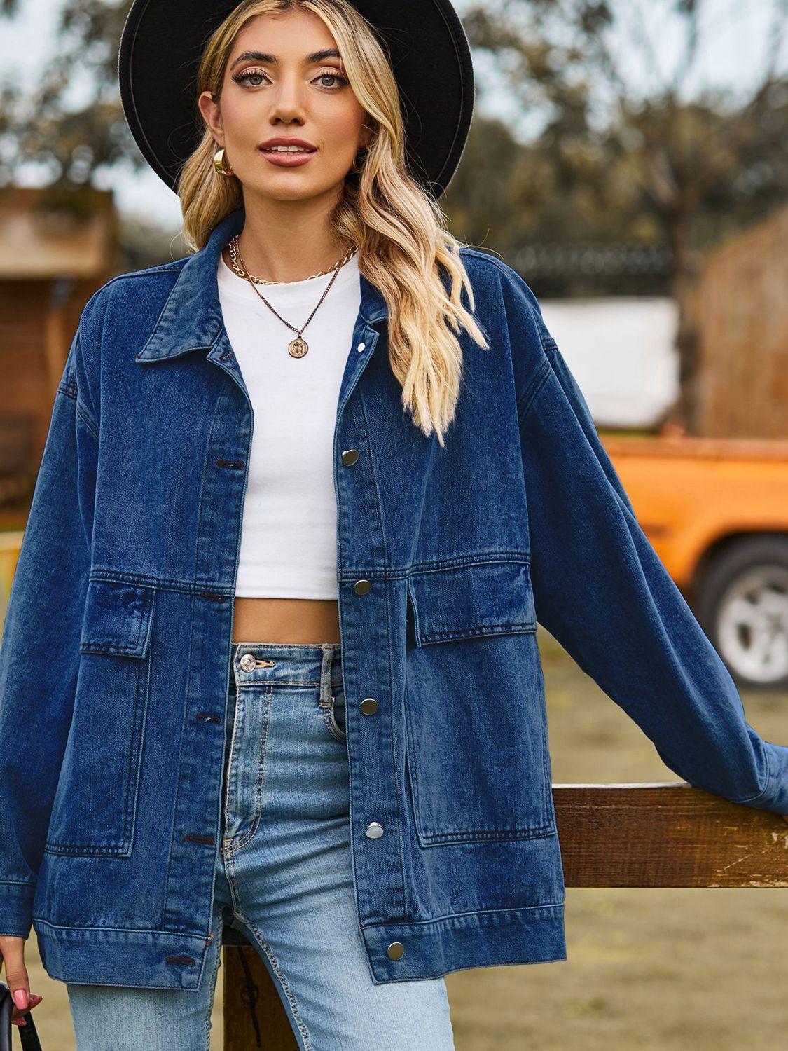 Womens Stylish Oversized Denim Jacket for a Trendy Look - Rebooters