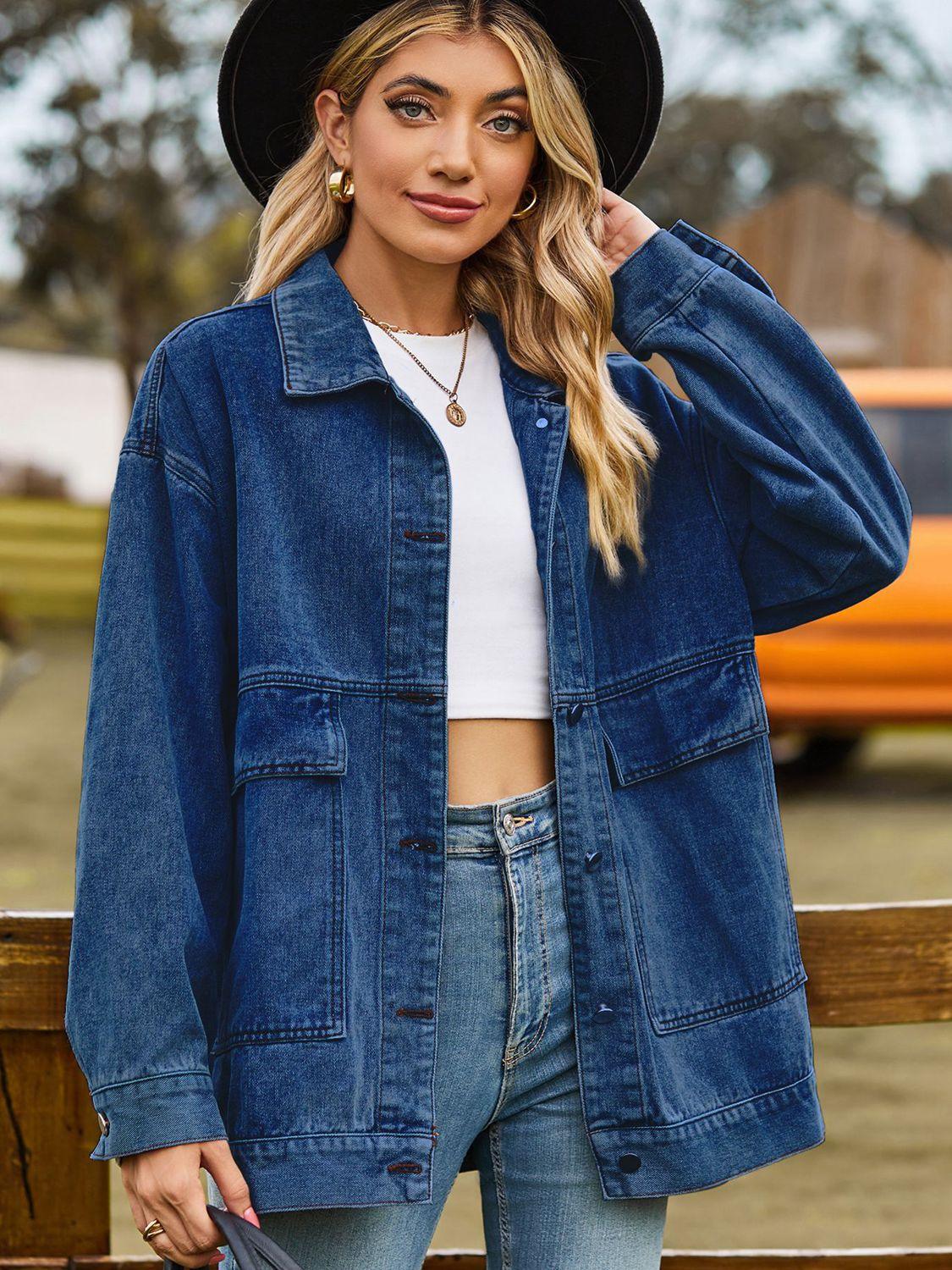 Womens Stylish Oversized Denim Jacket for a Trendy Look - Rebooters