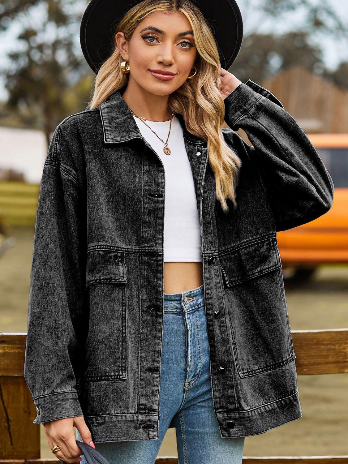 Womens Stylish Oversized Denim Jacket for a Trendy Look - Rebooters