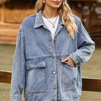 Womens Stylish Oversized Denim Jacket for a Trendy Look - Rebooters