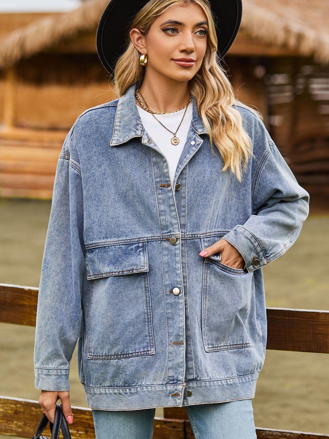 Womens Stylish Oversized Denim Jacket for a Trendy Look - Rebooters