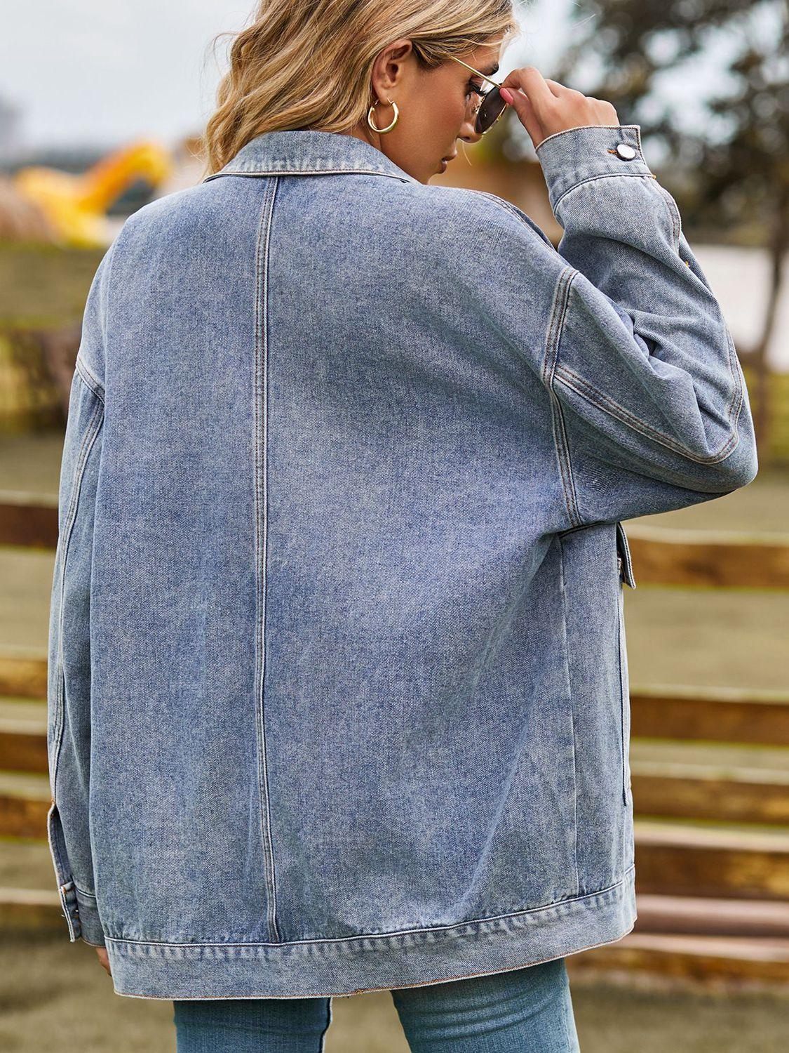 Womens Stylish Oversized Denim Jacket for a Trendy Look - Rebooters