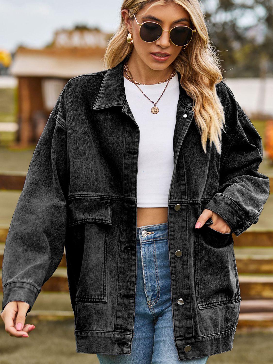 Womens Stylish Oversized Denim Jacket for a Trendy Look - Rebooters