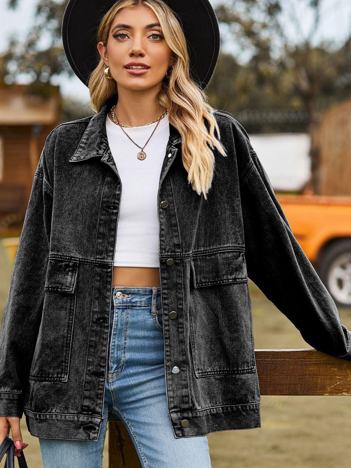 Womens Stylish Oversized Denim Jacket for a Trendy Look - Rebooters