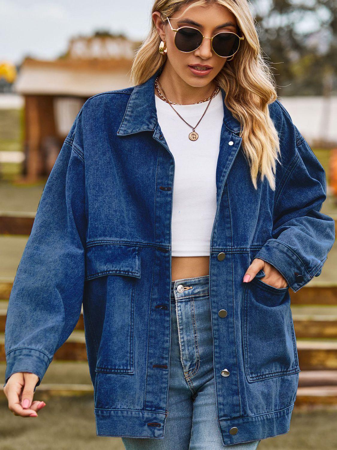 Womens Stylish Oversized Denim Jacket for a Trendy Look - Rebooters