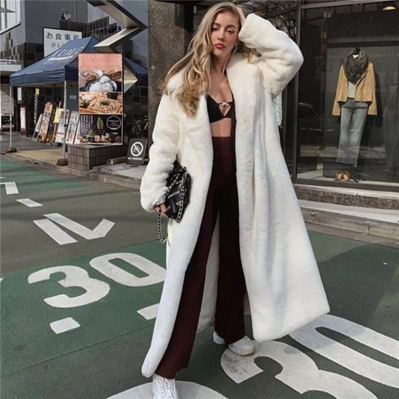 Womens Luxurious Oversized Faux Fur Wrap Coat for Winter - Rebooters