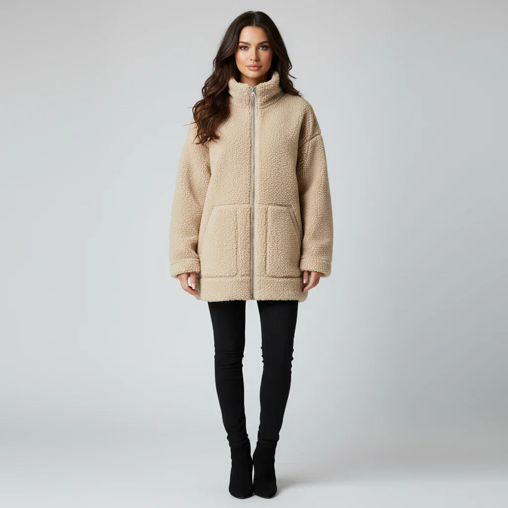 Womens Cozy Oversized Fleece Zip-Up Jacket for Comfort - Rebooters