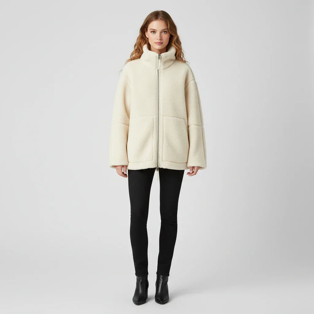 Womens Cozy Oversized Fleece Zip-Up Jacket for Comfort - Rebooters