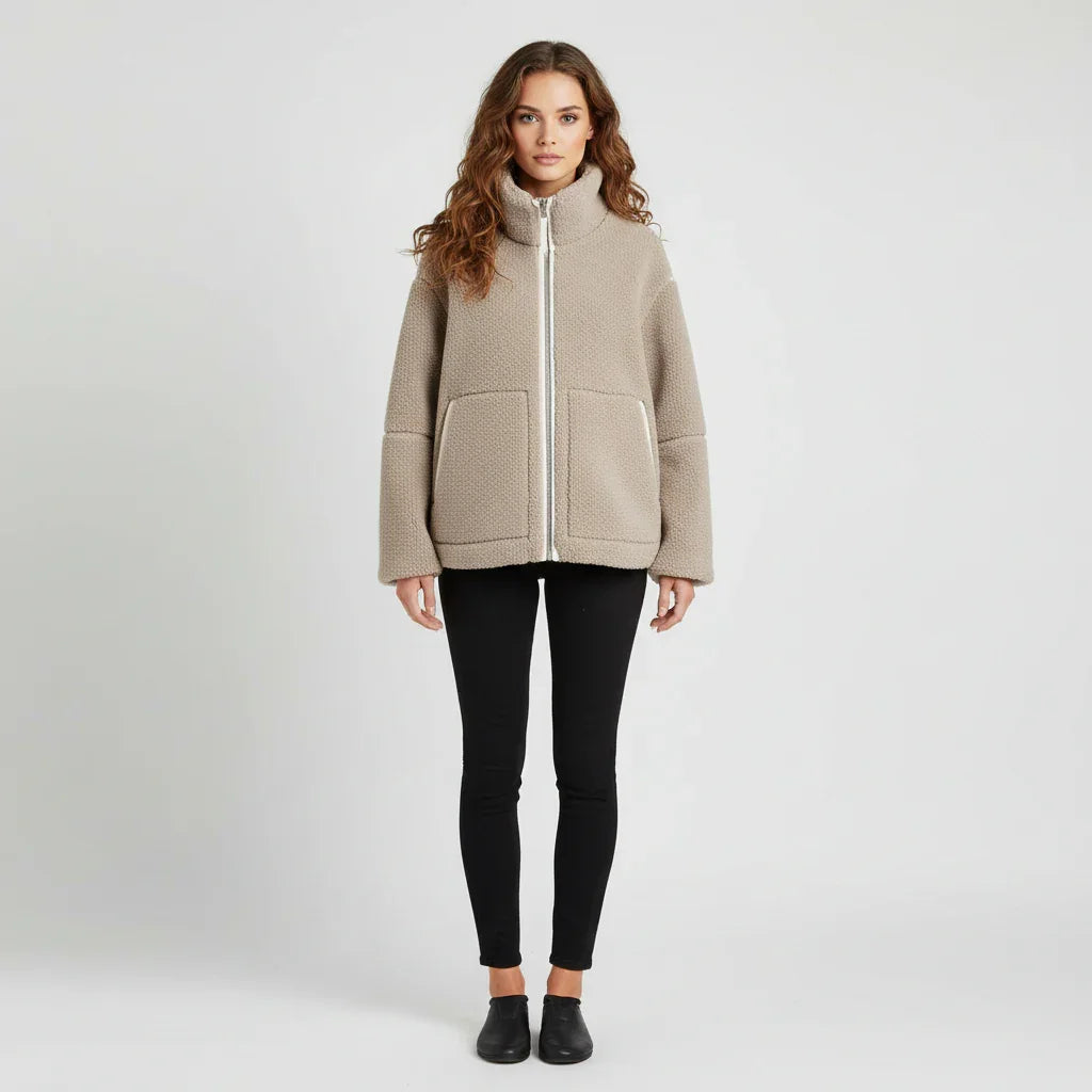 Womens Cozy Oversized Fleece Zip-Up Jacket for Comfort - Rebooters