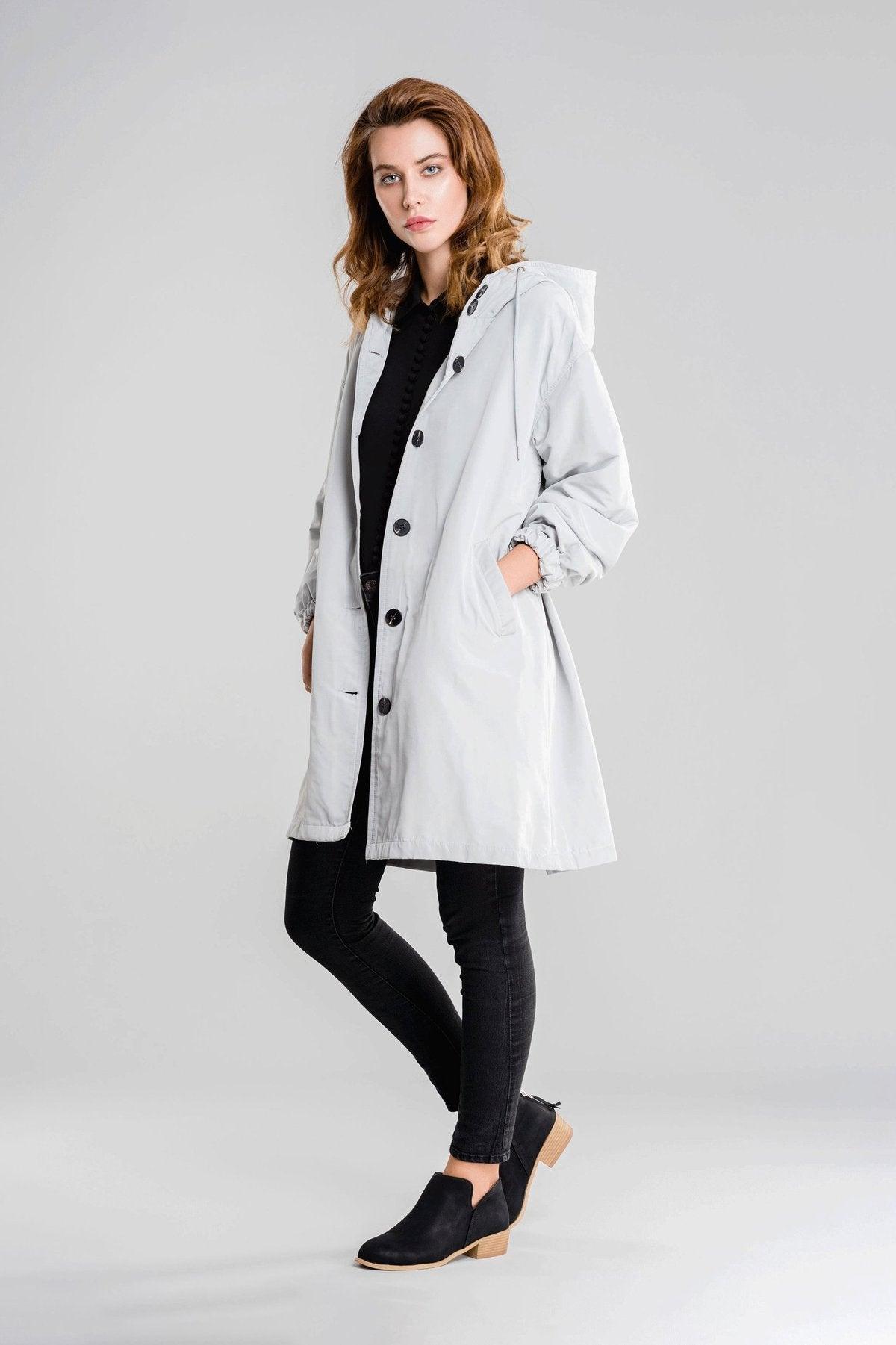 Womens Chic Oversized Hooded Trench Coat for Ultimate Style - Rebooters