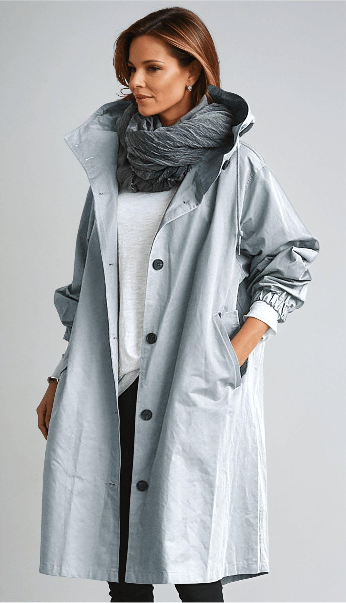 Womens Chic Relaxed Fit Rain Parka Trench Coat for Style - Rebooters