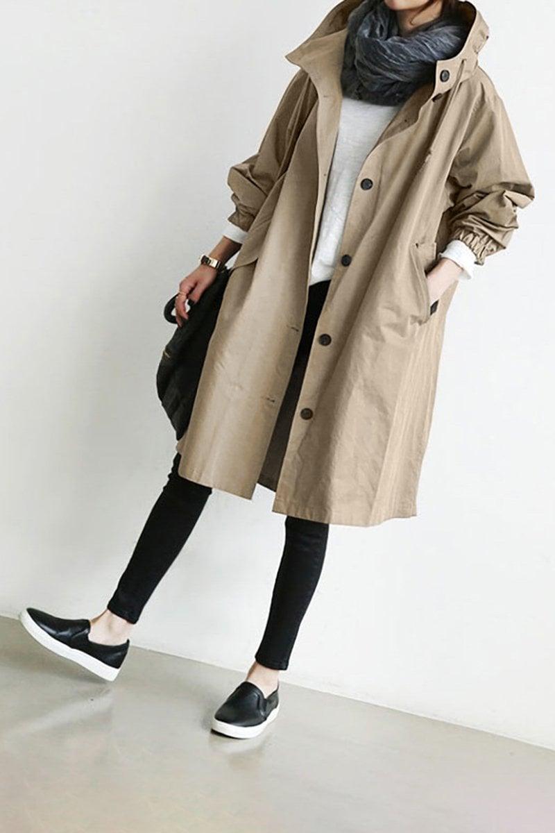 Womens Chic Relaxed Fit Rain Parka Trench Coat for Style - Rebooters