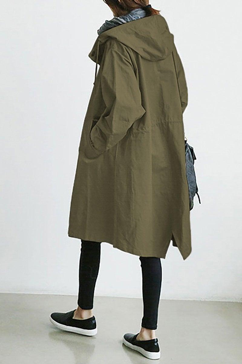 Womens Chic Relaxed Fit Rain Parka Trench Coat for Style - Rebooters