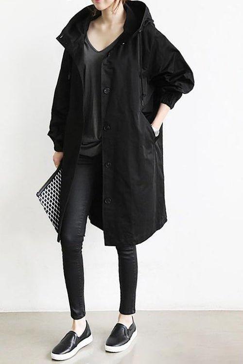 Womens Chic Relaxed Fit Rain Parka Trench Coat for Style - Rebooters