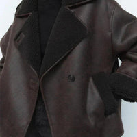 Womens Cozy Oversized Shearling-Lined Jacket for Comfort - Rebooters