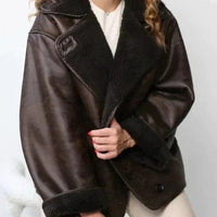 Womens Cozy Oversized Shearling-Lined Jacket for Comfort - Rebooters