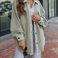 Womens Cozy Oversized Sherpa Button-Up Jacket for Comfort - Rebooters