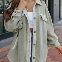 Womens Cozy Oversized Sherpa Button-Up Jacket for Comfort - Rebooters