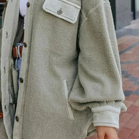 Womens Cozy Oversized Sherpa Button-Up Jacket for Comfort - Rebooters