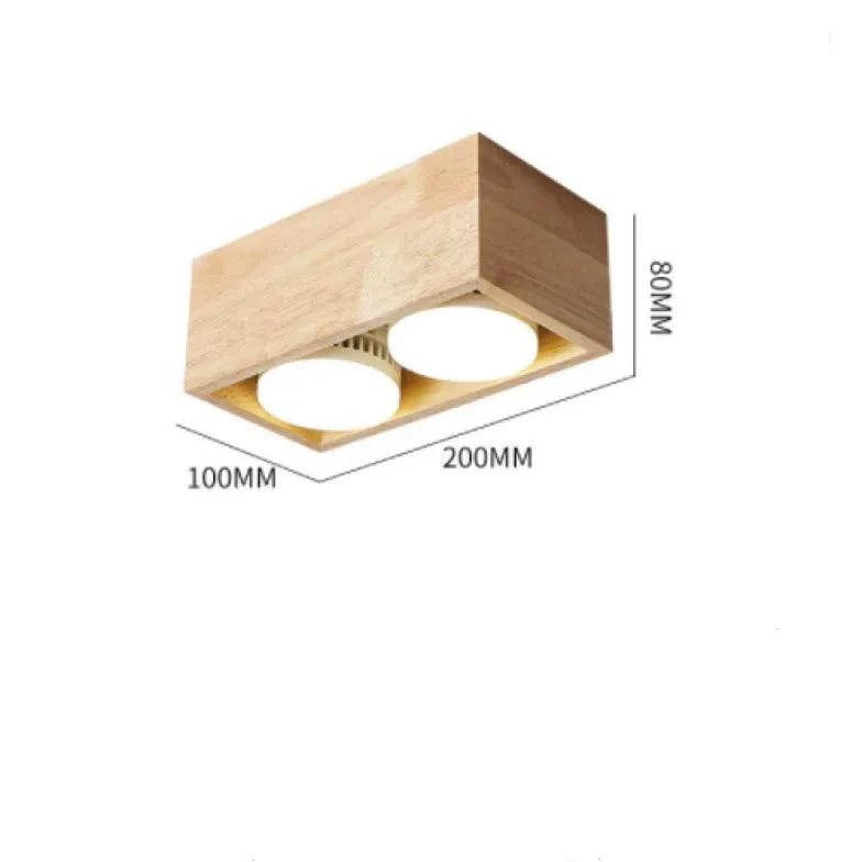 Square Double Lights Wooden Flush Ceiling Lights for Home - Rebooters