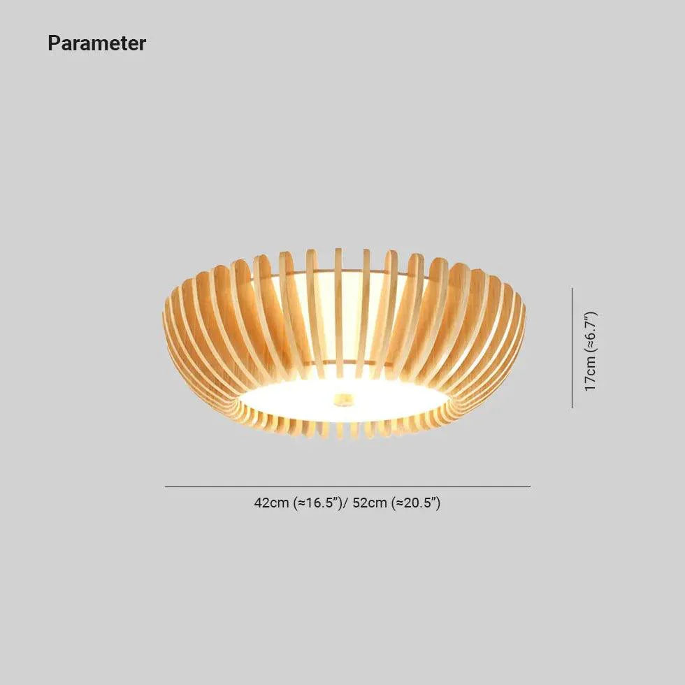 Pastoral Stripes Bedroom Wooden Flush Ceiling Lights 39W - Rebooters