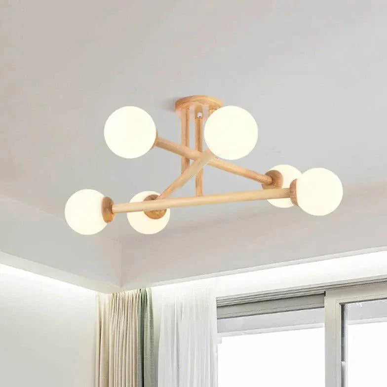 Triangle Interlacing Bedroom Wooden Flush Ceiling Lights Design - Rebooters