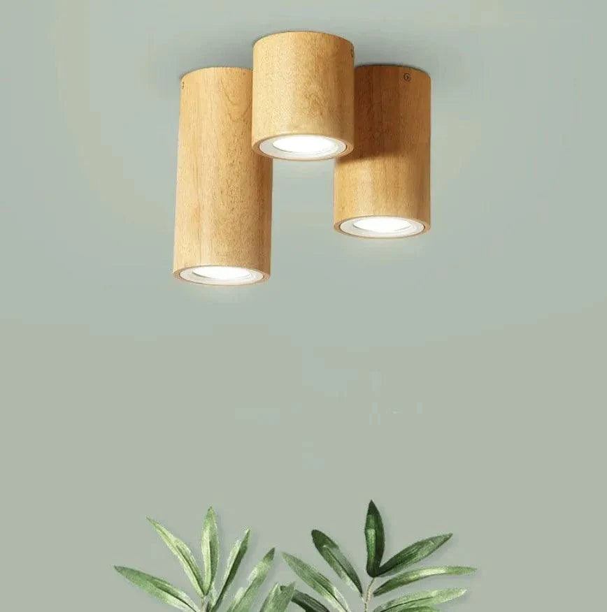 Rounded Column Wooden Flush Ceiling Lights for Indoor Use - Rebooters