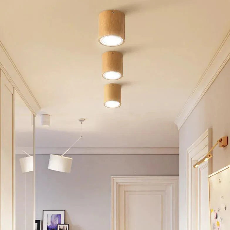 Rounded Column Wooden Flush Ceiling Lights for Indoor Use - Rebooters