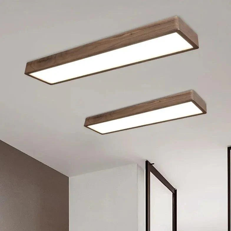 Rectangle Smooth Wooden Flush Ceiling Lights for Bedrooms - Rebooters