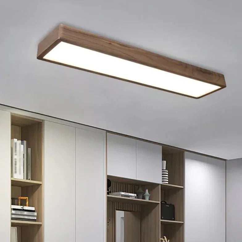 Rectangle Smooth Wooden Flush Ceiling Lights for Bedrooms - Rebooters