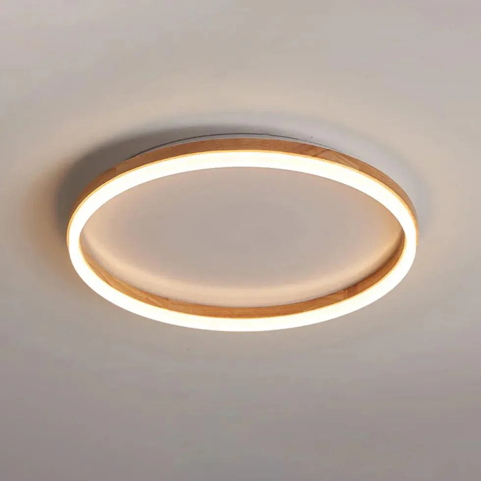 Hollow Ring Bedroom Wooden Flush Ceiling Lights Design - Rebooters