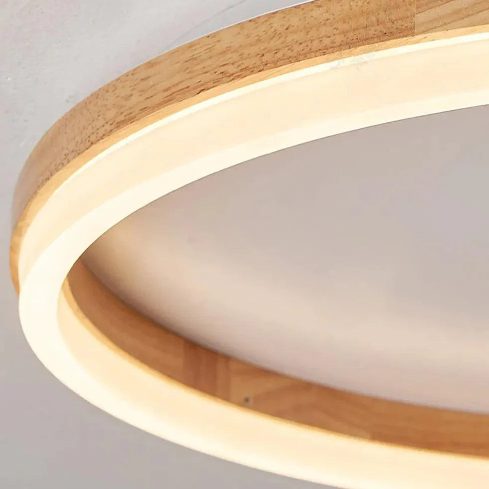 Hollow Ring Bedroom Wooden Flush Ceiling Lights Design - Rebooters