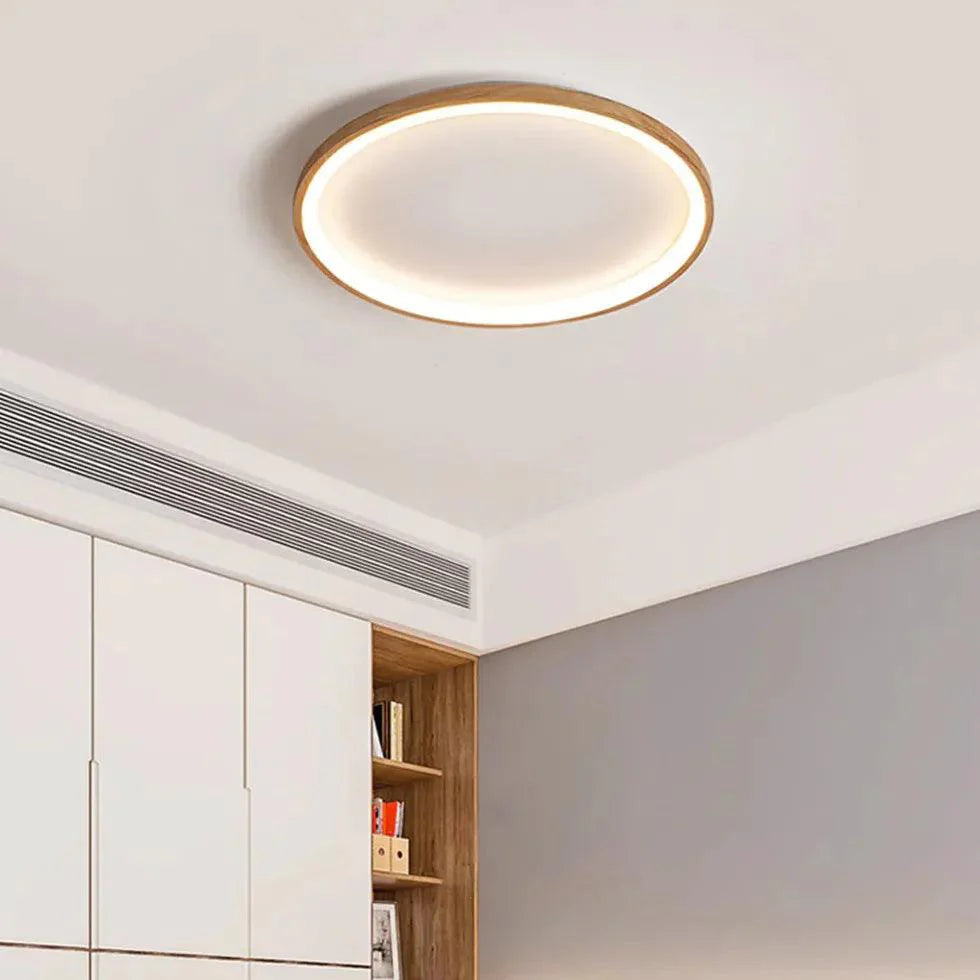 Depression Neutral Modern Wooden Flush Ceiling Lights Fixture - Rebooters