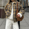 Womens Chic Plaid Wool Button-Up Jacket for Stylish Comfort - Rebooters