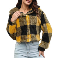 Womens Chic Plaid Faux Fur Jacket for Cozy Style Upgrade - Rebooters
