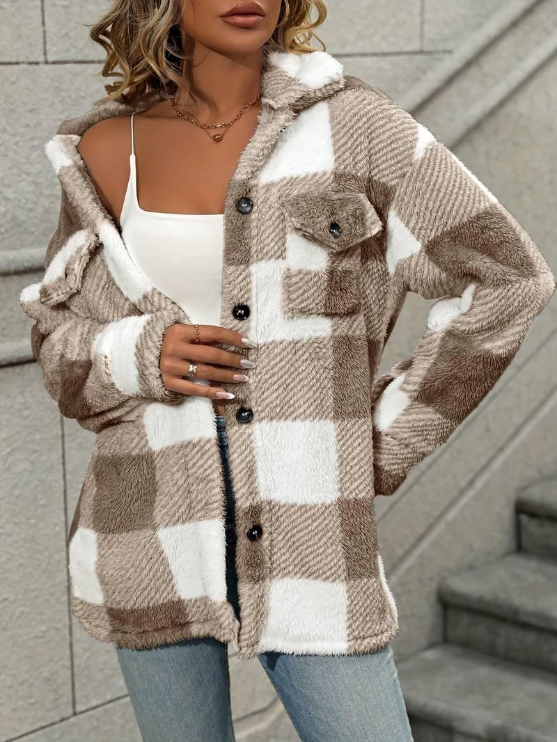 Womens Cozy Plaid Fleece Shacket for Ultimate Comfort - Rebooters