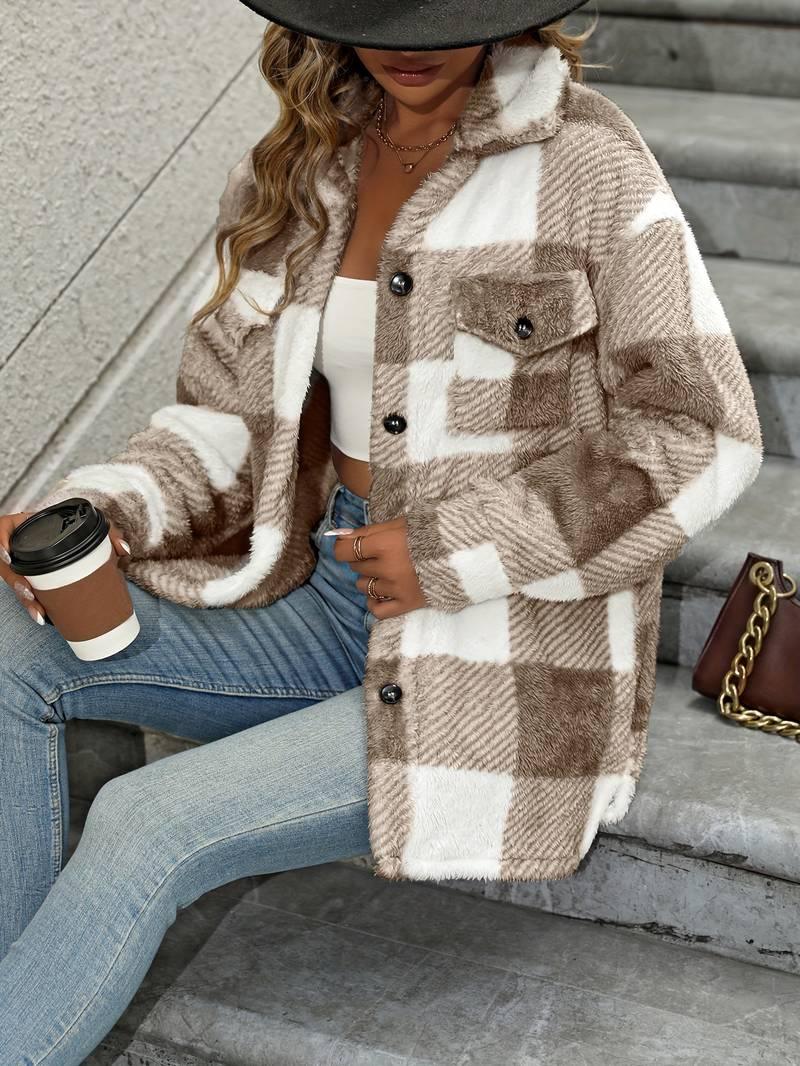 Womens Cozy Plaid Fleece Shacket for Ultimate Comfort - Rebooters