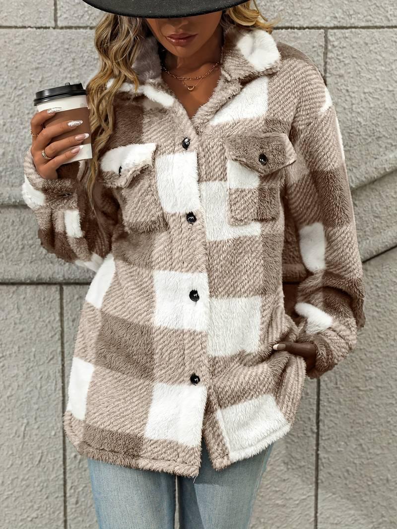 Womens Cozy Plaid Fleece Shacket for Ultimate Comfort - Rebooters