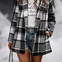Womens Chic Plaid Open-Front Jacket for Effortless Style - Rebooters