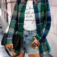 Womens Chic Plaid Open-Front Jacket for Effortless Style - Rebooters