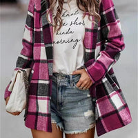 Womens Chic Plaid Open-Front Jacket for Effortless Style - Rebooters