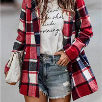 Womens Chic Plaid Open-Front Jacket for Effortless Style - Rebooters