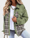 Womens Chic Plaid Patchwork Oversized Jacket for Style Green - Rebooters